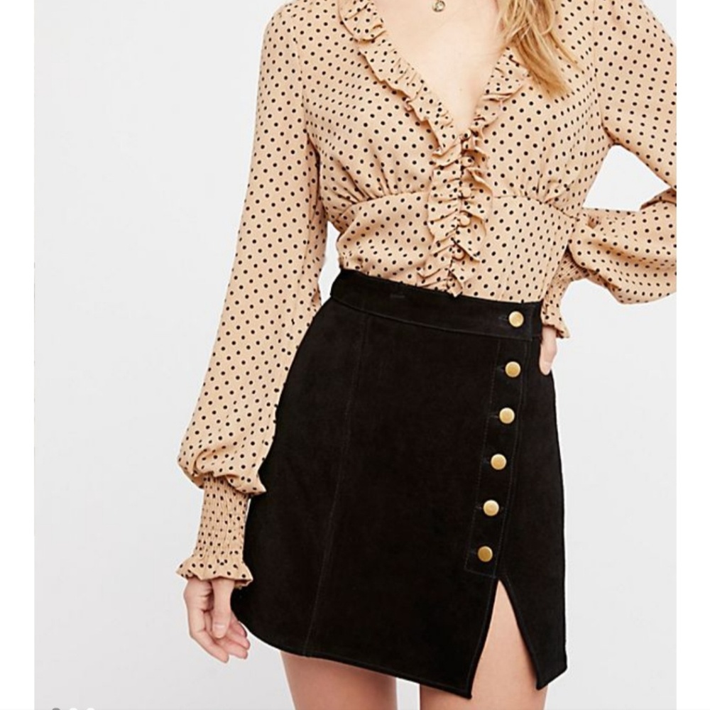 NWOT FP understated leather suede mini skirt